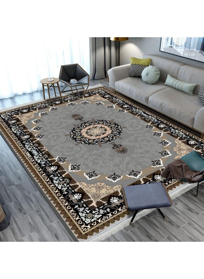 SMART HOME Large padded floor mat with a soft velvet surface and non-slip backing - Living room rug - Majlis rug - Lounge rug - Luxurious decorative rug - Elegant rug with modern patterns for living rooms and majlis - Size 350x250 cm - Suitable for everyday use and entertaining - Image 2